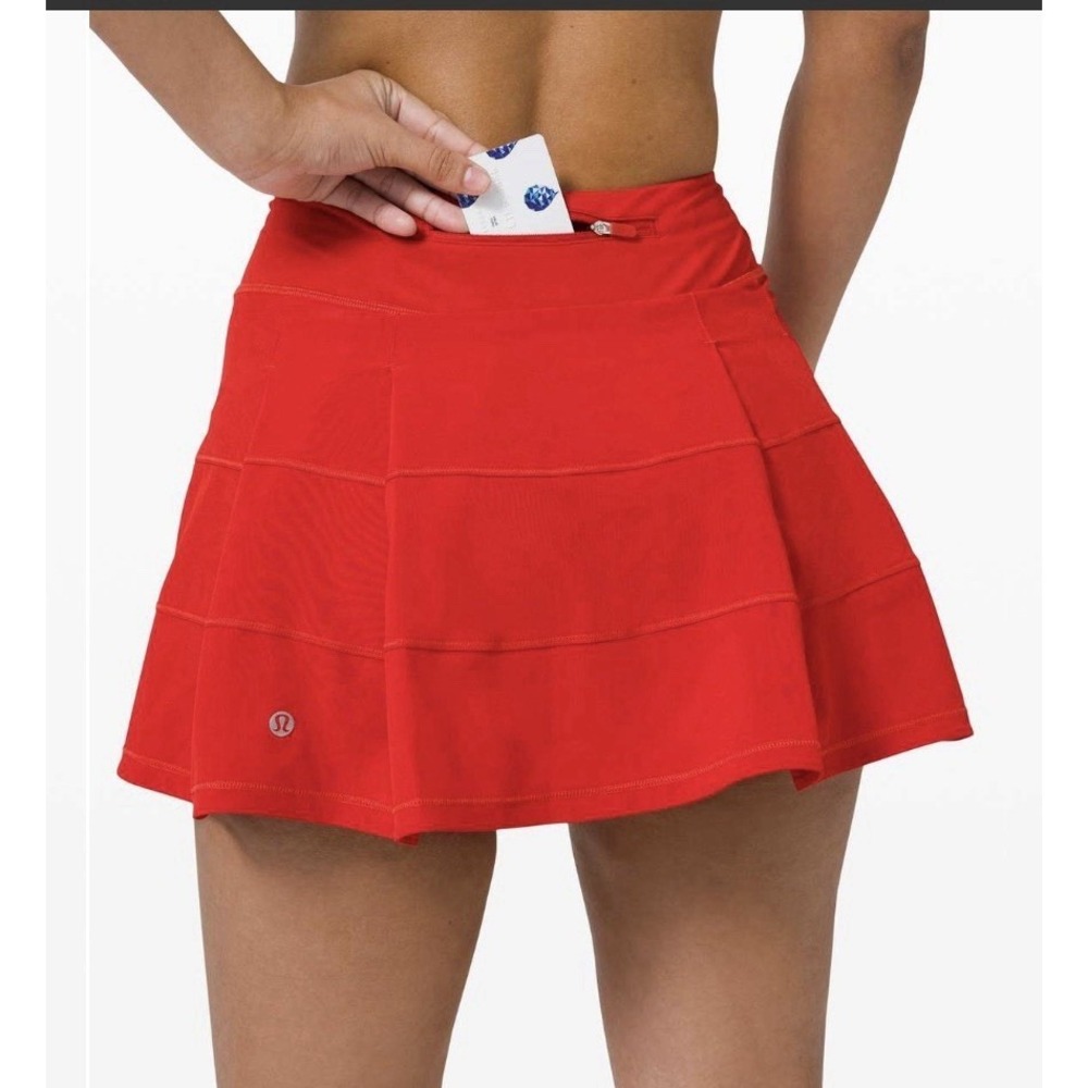 LULULEMON Pace Rival Skirt Skort Sz 8  Red Pickleball Tennis Golf Run LW8AC7T